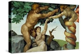The Sistine Chapel; Ceiling Frescos after Restoration, Original Sin-Michelangelo Buonarroti-Stretched Canvas