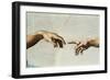 The Sistine Chapel; ceiling frescos after restoration. The creation of Adam.-Michelangelo-Framed Giclee Print