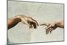 The Sistine Chapel; ceiling frescos after restoration. The creation of Adam.-Michelangelo-Mounted Giclee Print