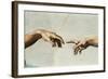 The Sistine Chapel; ceiling frescos after restoration. The creation of Adam.-Michelangelo-Framed Giclee Print