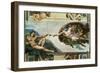 The Sistine Chapel; Ceiling Frescos after Restoration, the Creation of Adam-Michelangelo Buonarroti-Framed Giclee Print