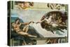 The Sistine Chapel; Ceiling Frescos after Restoration, the Creation of Adam-Michelangelo Buonarroti-Stretched Canvas