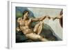 The Sistine Chapel; Ceiling Frescos after Restoration, the Creation of Adam-Michelangelo Buonarroti-Framed Giclee Print