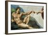 The Sistine Chapel; Ceiling Frescos after Restoration, the Creation of Adam-Michelangelo Buonarroti-Framed Giclee Print