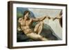 The Sistine Chapel; Ceiling Frescos after Restoration, the Creation of Adam-Michelangelo Buonarroti-Framed Giclee Print