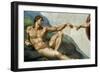 The Sistine Chapel; Ceiling Frescos after Restoration, the Creation of Adam-Michelangelo Buonarroti-Framed Giclee Print