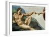 The Sistine Chapel; Ceiling Frescos after Restoration, the Creation of Adam-Michelangelo Buonarroti-Framed Giclee Print