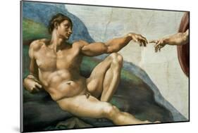 The Sistine Chapel; Ceiling Frescos after Restoration, the Creation of Adam-Michelangelo Buonarroti-Mounted Giclee Print