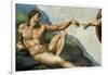 The Sistine Chapel; Ceiling Frescos after Restoration, the Creation of Adam-Michelangelo Buonarroti-Framed Giclee Print