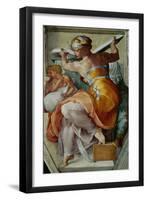 The Sistine Chapel; Ceiling Frescos after Restoration, the Libyan Sibyl-Michelangelo Buonarroti-Framed Premium Giclee Print