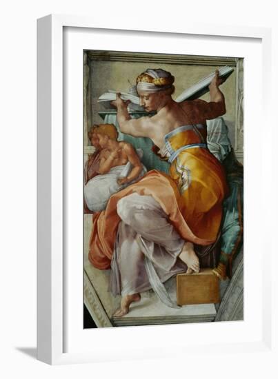 The Sistine Chapel; Ceiling Frescos after Restoration, the Libyan Sibyl-Michelangelo Buonarroti-Framed Giclee Print