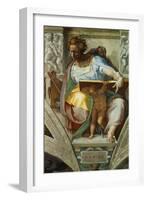 The Sistine Chapel; Ceiling Frescos after Restoration, the Prophet Daniel-Michelangelo Buonarroti-Framed Giclee Print