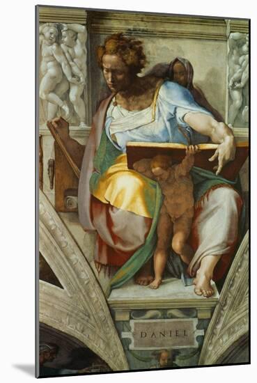 The Sistine Chapel; Ceiling Frescos after Restoration, the Prophet Daniel-Michelangelo Buonarroti-Mounted Giclee Print