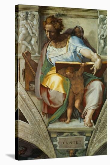 The Sistine Chapel; Ceiling Frescos after Restoration, the Prophet Daniel-Michelangelo Buonarroti-Stretched Canvas