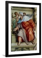 The Sistine Chapel; Ceiling Frescos after Restoration, the Prophet Ezekiel-Michelangelo Buonarroti-Framed Premium Giclee Print