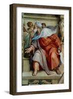 The Sistine Chapel; Ceiling Frescos after Restoration, the Prophet Ezekiel-Michelangelo Buonarroti-Framed Giclee Print