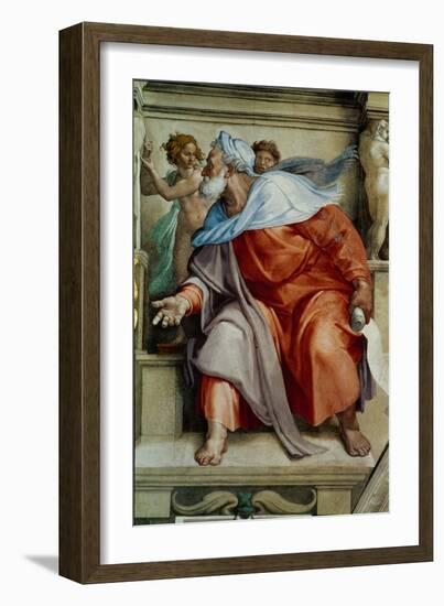 The Sistine Chapel; Ceiling Frescos after Restoration, the Prophet Ezekiel-Michelangelo Buonarroti-Framed Giclee Print