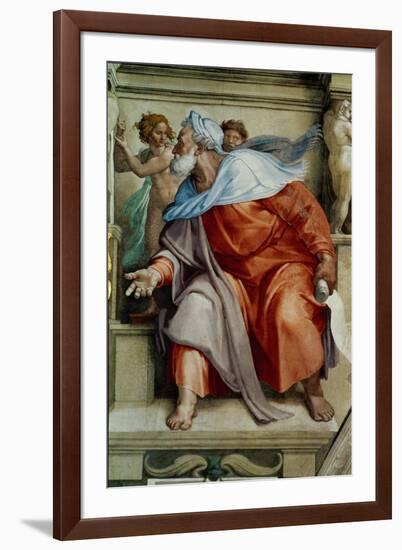 The Sistine Chapel; Ceiling Frescos after Restoration, the Prophet Ezekiel-Michelangelo Buonarroti-Framed Giclee Print