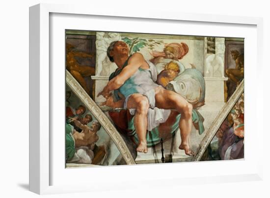 The Sistine Chapel; Ceiling Frescos after Restoration, the Prophet Jonah-Michelangelo Buonarroti-Framed Giclee Print