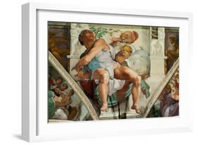 The Sistine Chapel; Ceiling Frescos after Restoration, the Prophet Jonah-Michelangelo Buonarroti-Framed Giclee Print