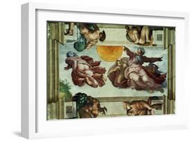 The Sistine Chapel; Ceiling Frescos after Restoration-Michelangelo Buonarroti-Framed Giclee Print