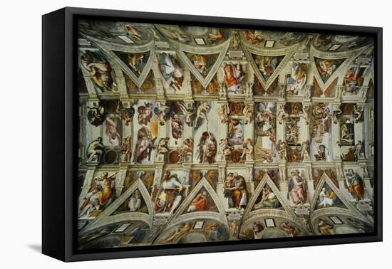 The Sistine Chapel; Ceiling Frescos after Restoration-Michelangelo Buonarroti-Framed Stretched Canvas