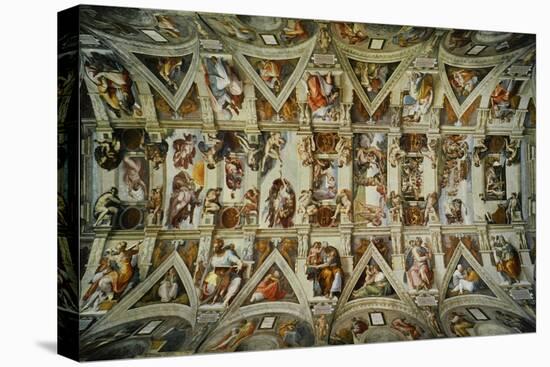 The Sistine Chapel; Ceiling Frescos after Restoration-Michelangelo Buonarroti-Stretched Canvas