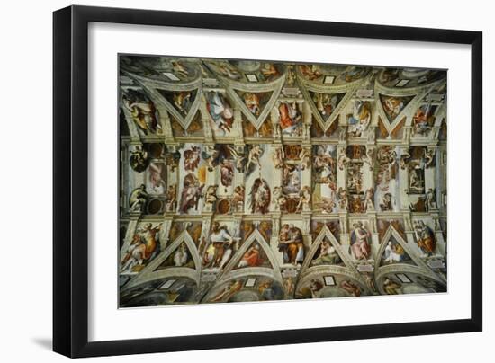 The Sistine Chapel; Ceiling Frescos after Restoration-Michelangelo Buonarroti-Framed Giclee Print