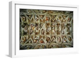 The Sistine Chapel; Ceiling Frescos after Restoration-Michelangelo Buonarroti-Framed Giclee Print