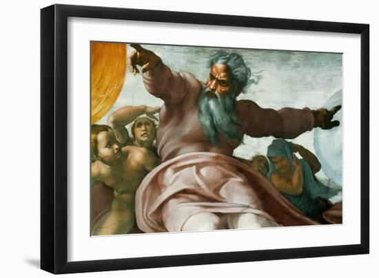 The Sistine Chapel; Ceiling Frescos after Restoration-Michelangelo Buonarroti-Framed Giclee Print