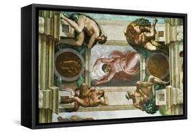 The Sistine Chapel; Ceiling Frescos after Restoration-Michelangelo Buonarroti-Framed Stretched Canvas