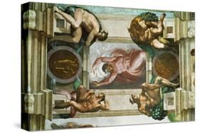 The Sistine Chapel; Ceiling Frescos after Restoration-Michelangelo Buonarroti-Stretched Canvas