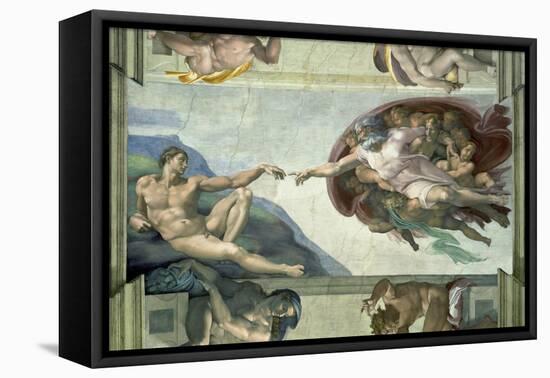 The Sistine Chapel: Creation of Adam, 1510-Michelangelo Buonarroti-Framed Stretched Canvas