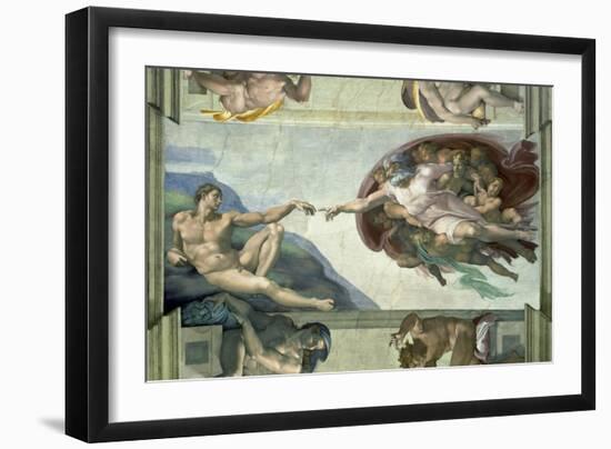 The Sistine Chapel: Creation of Adam, 1510-Michelangelo Buonarroti-Framed Giclee Print