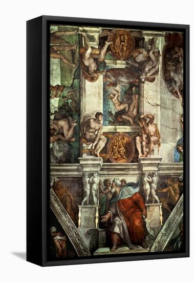 The Sistine Chapel: Creation of Eve, the Prophet Ezekiel-Michelangelo Buonarroti-Framed Stretched Canvas