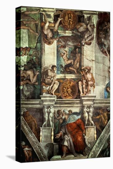 The Sistine Chapel: Creation of Eve, the Prophet Ezekiel-Michelangelo Buonarroti-Stretched Canvas