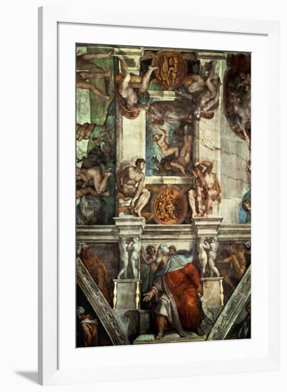 The Sistine Chapel: Creation of Eve, the Prophet Ezekiel-Michelangelo Buonarroti-Framed Giclee Print