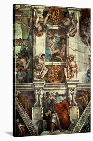 The Sistine Chapel: Creation of Eve, the Prophet Ezekiel-Michelangelo Buonarroti-Stretched Canvas