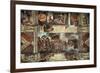 The Sistine Chapel: Noah's Drunkenness; the Flood-Michelangelo Buonarroti-Framed Giclee Print