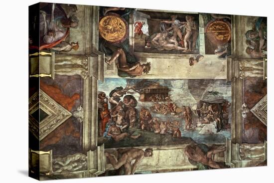 The Sistine Chapel: Noah's Drunkenness; the Flood-Michelangelo Buonarroti-Stretched Canvas