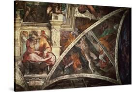 The Sistine Chapel: The Prophet Jeremiah; The Punishment of Aman, Book Esther-Michelangelo Buonarroti-Stretched Canvas