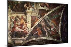 The Sistine Chapel: The Prophet Jeremiah; The Punishment of Aman, Book Esther-Michelangelo Buonarroti-Mounted Giclee Print