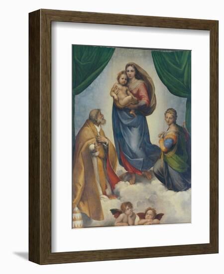 The Sistine Madonna, about 1513-Raphael-Framed Giclee Print