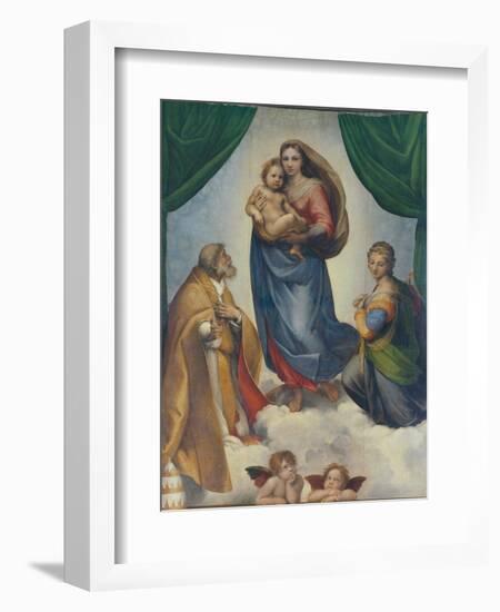 The Sistine Madonna, about 1513-Raphael-Framed Giclee Print