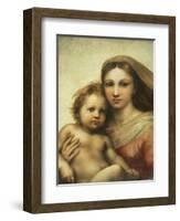 The Sistine Madonna, Madonna and Child with Pope Sixtus II and Saint Barbara, C. 1512-Raphael-Framed Giclee Print