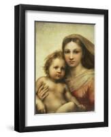 The Sistine Madonna, Madonna and Child with Pope Sixtus II and Saint Barbara, C. 1512-Raphael-Framed Giclee Print