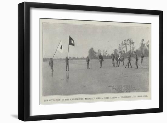 The Situation in the Philippines, American Signal Corps Laying a Telegraph Line under Fire-null-Framed Giclee Print