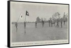 The Situation in the Philippines, American Signal Corps Laying a Telegraph Line under Fire-null-Framed Stretched Canvas