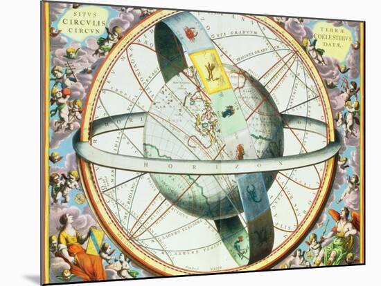 The Situation of the Earth in the Heavens-Andreas Cellarius-Mounted Giclee Print