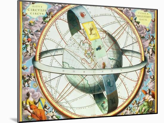 The Situation of the Earth in the Heavens-Andreas Cellarius-Mounted Giclee Print